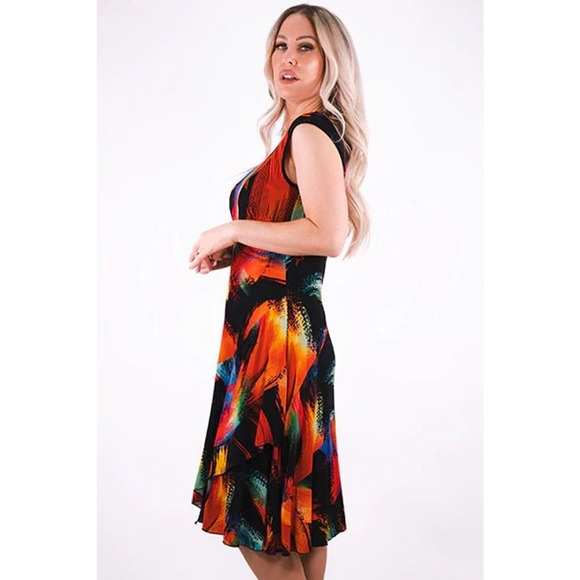 Women's Swing Dress Size XXL Black Multicolor Color Print Michael Tyler NWT - Picture 3 of 3